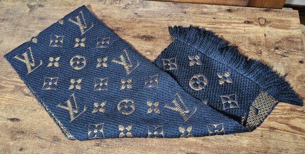 Shine Navy Logomania Scarf