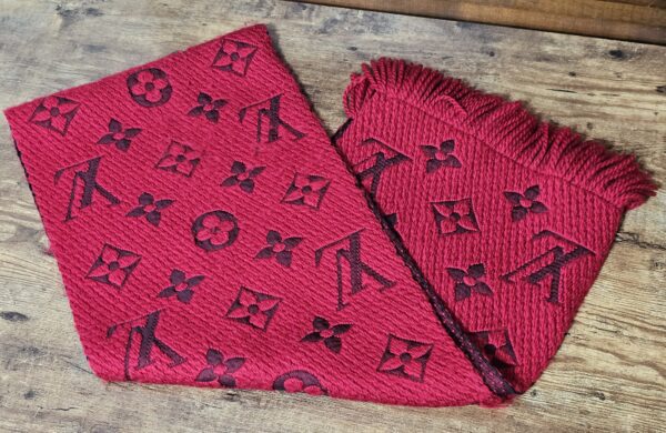 Logomania Wool Scarf Red - Image 3