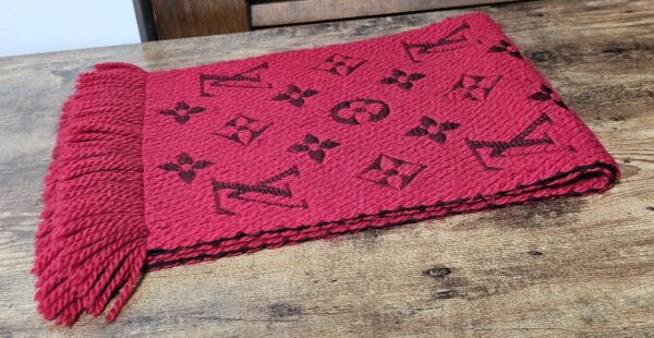 Logomania Wool Scarf Red - Image 5