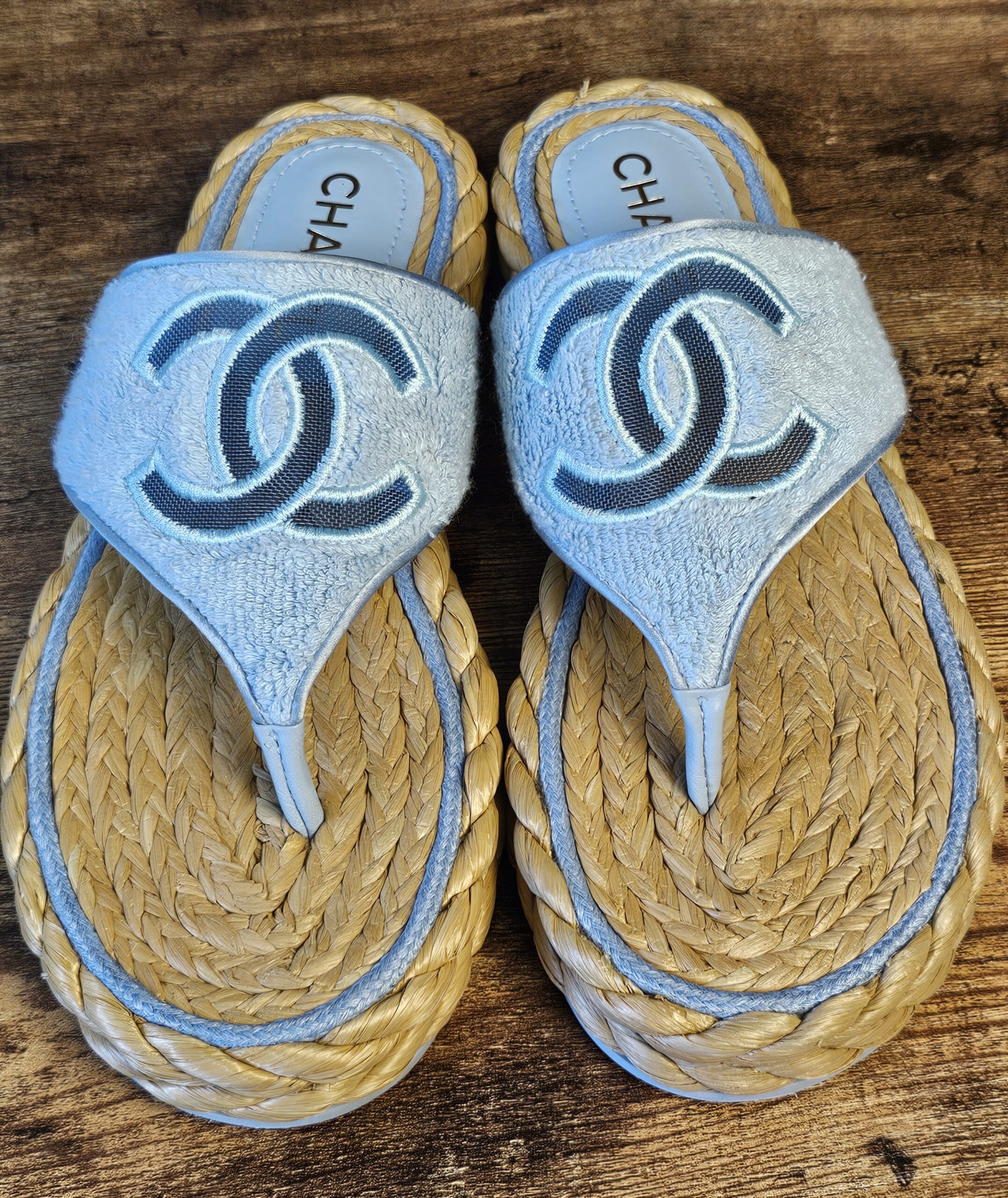 Terry Cloth Raffia CC Sandals