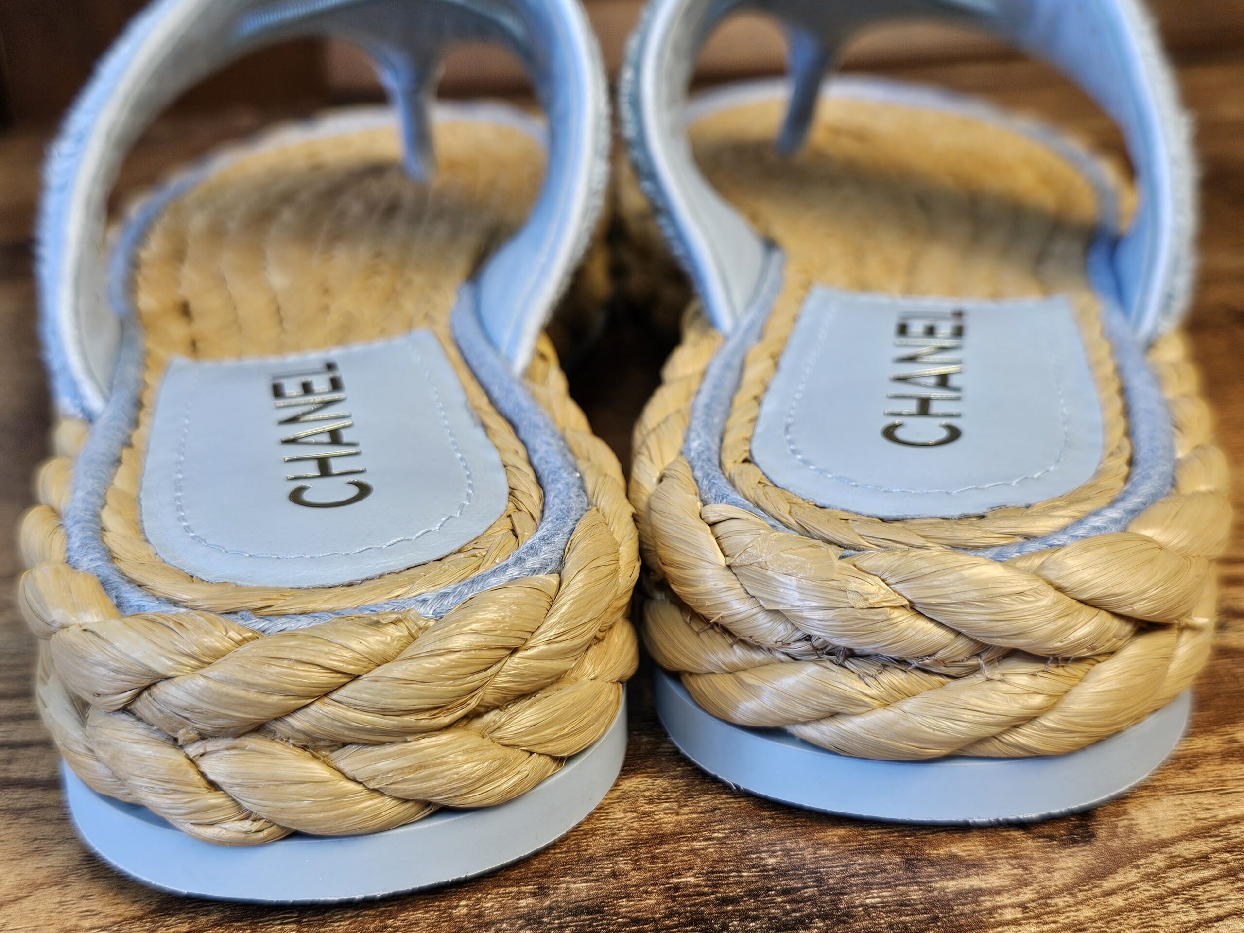 Terry Cloth Raffia CC Sandals - Image 8