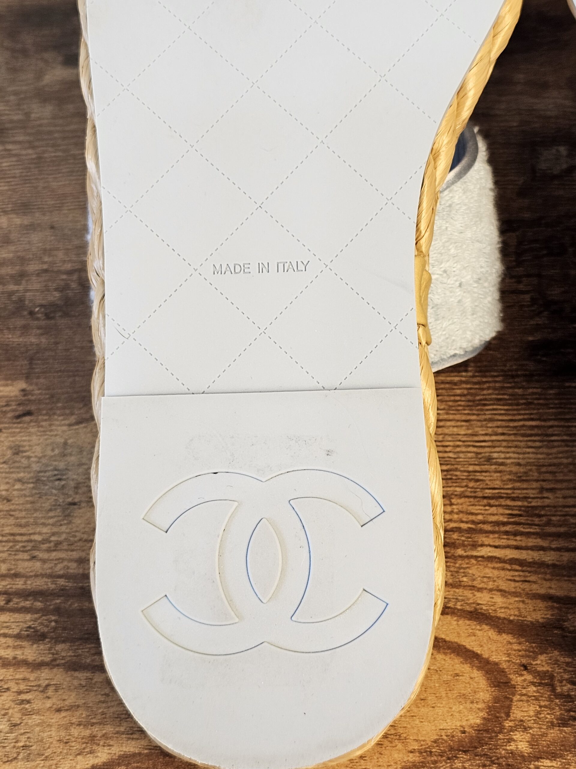 Terry Cloth Raffia CC Sandals - Image 13