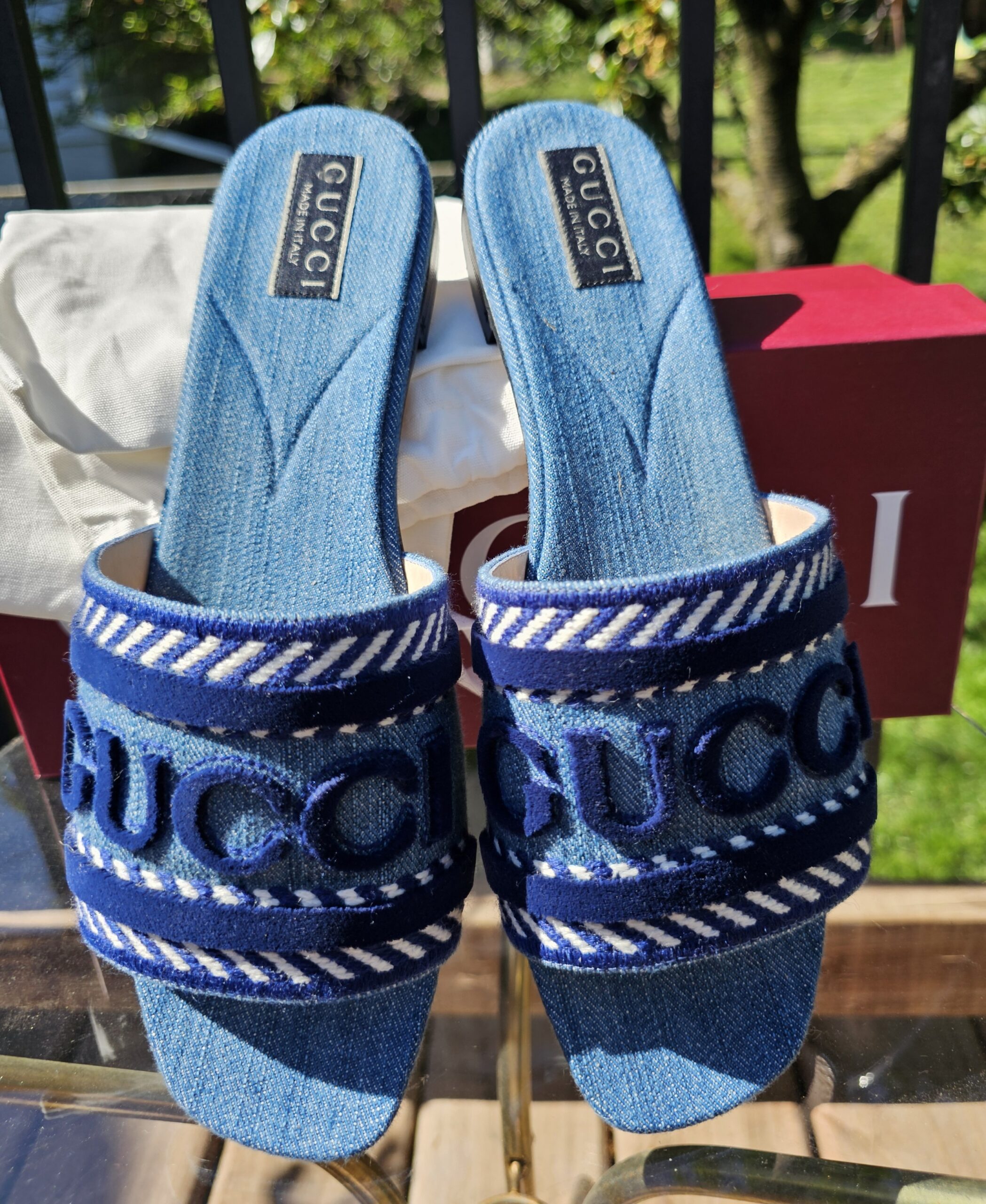 GG denim slides