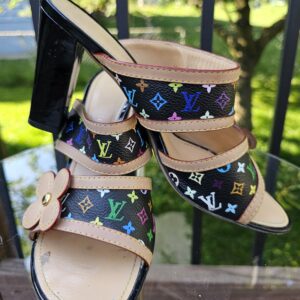 Black Multicolor Slide Sandals