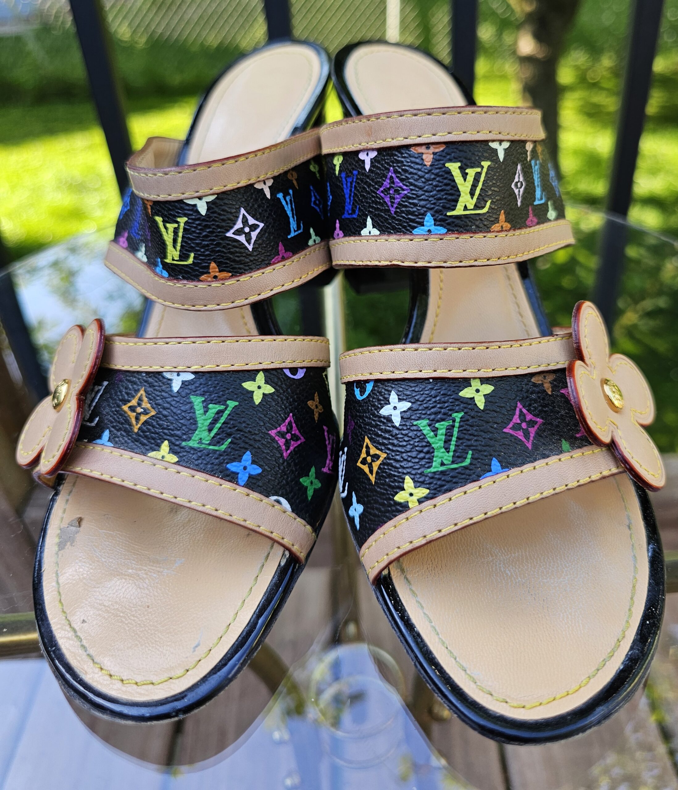 Black Multicolor Slide Sandals - Image 3