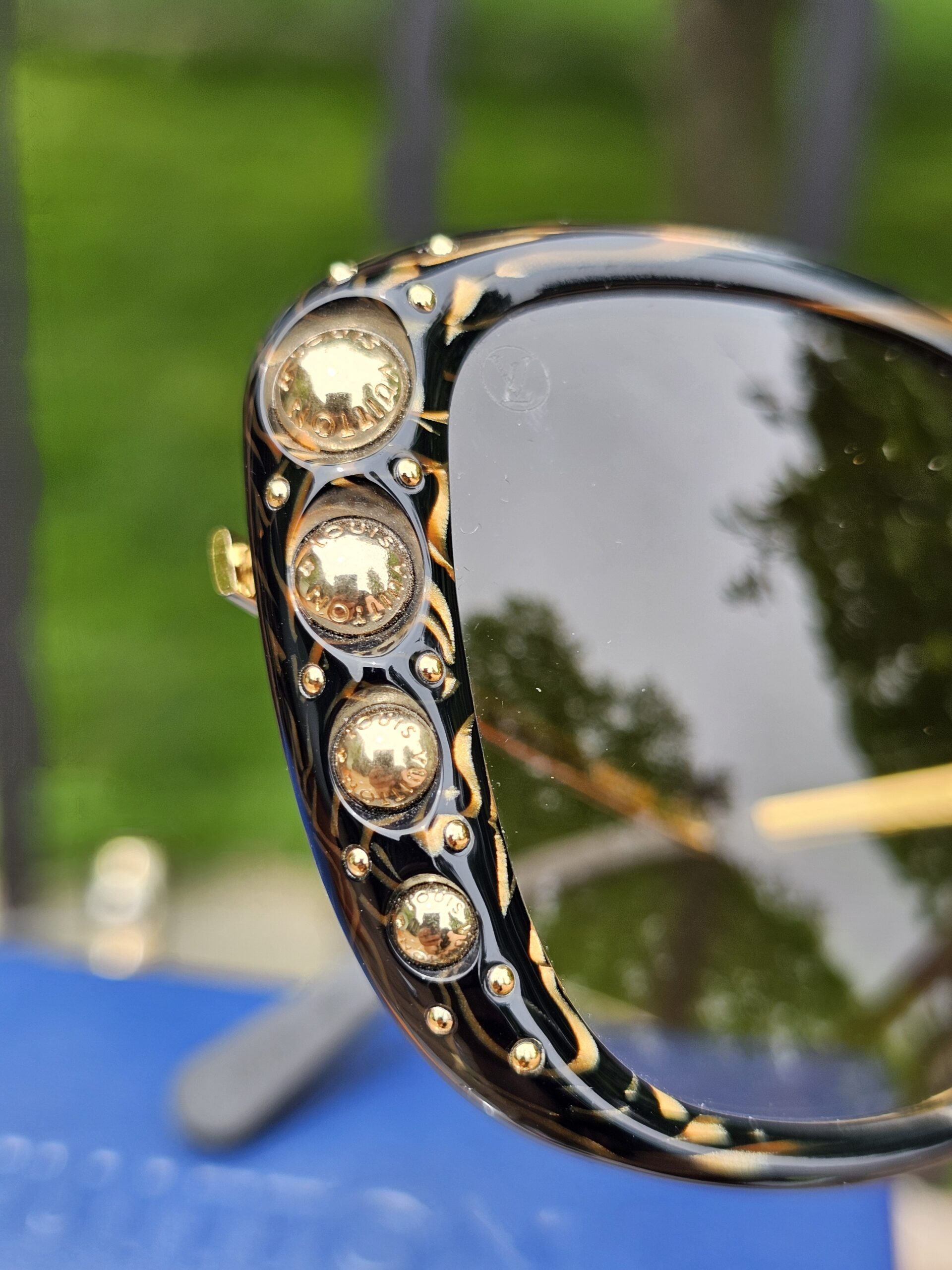 Tortoise Shell Acetate Studded Sunglasses - Image 8