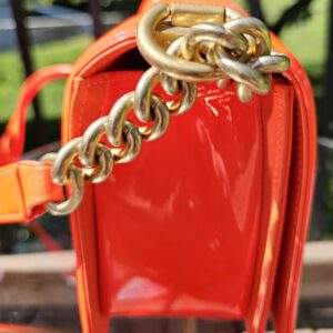 Orange Fluo Quilted Patent Leather Medium Boy - Image 5