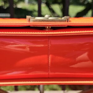 Orange Fluo Quilted Patent Leather Medium Boy - Image 8