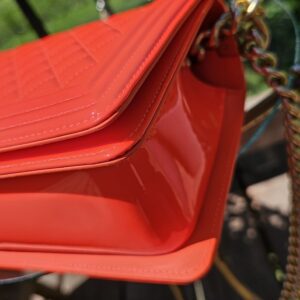 Orange Fluo Quilted Patent Leather Medium Boy - Image 10