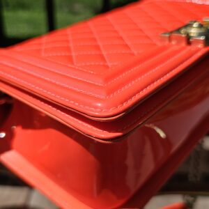 Orange Fluo Quilted Patent Leather Medium Boy - Image 11