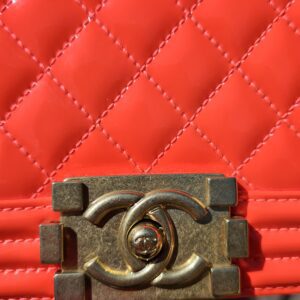 Orange Fluo Quilted Patent Leather Medium Boy - Image 12