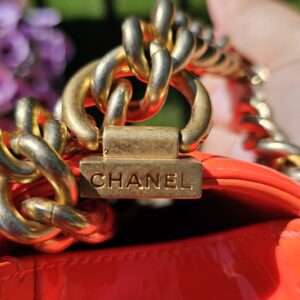 Orange Fluo Quilted Patent Leather Medium Boy - Image 13