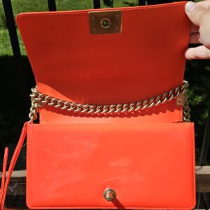 Orange Fluo Quilted Patent Leather Medium Boy - Image 17