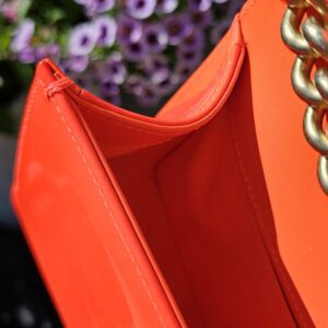 Orange Fluo Quilted Patent Leather Medium Boy - Image 19