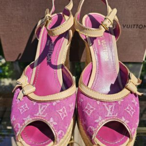 Alternative view of Denim Espadrille Wedges Fuschia