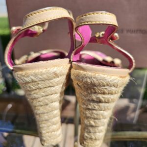 Denim Espadrille Wedges Fuschia - Image 4