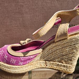 Denim Espadrille Wedges Fuschia - Image 6