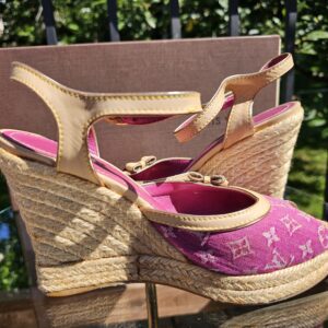Denim Espadrille Wedges Fuschia - Image 7