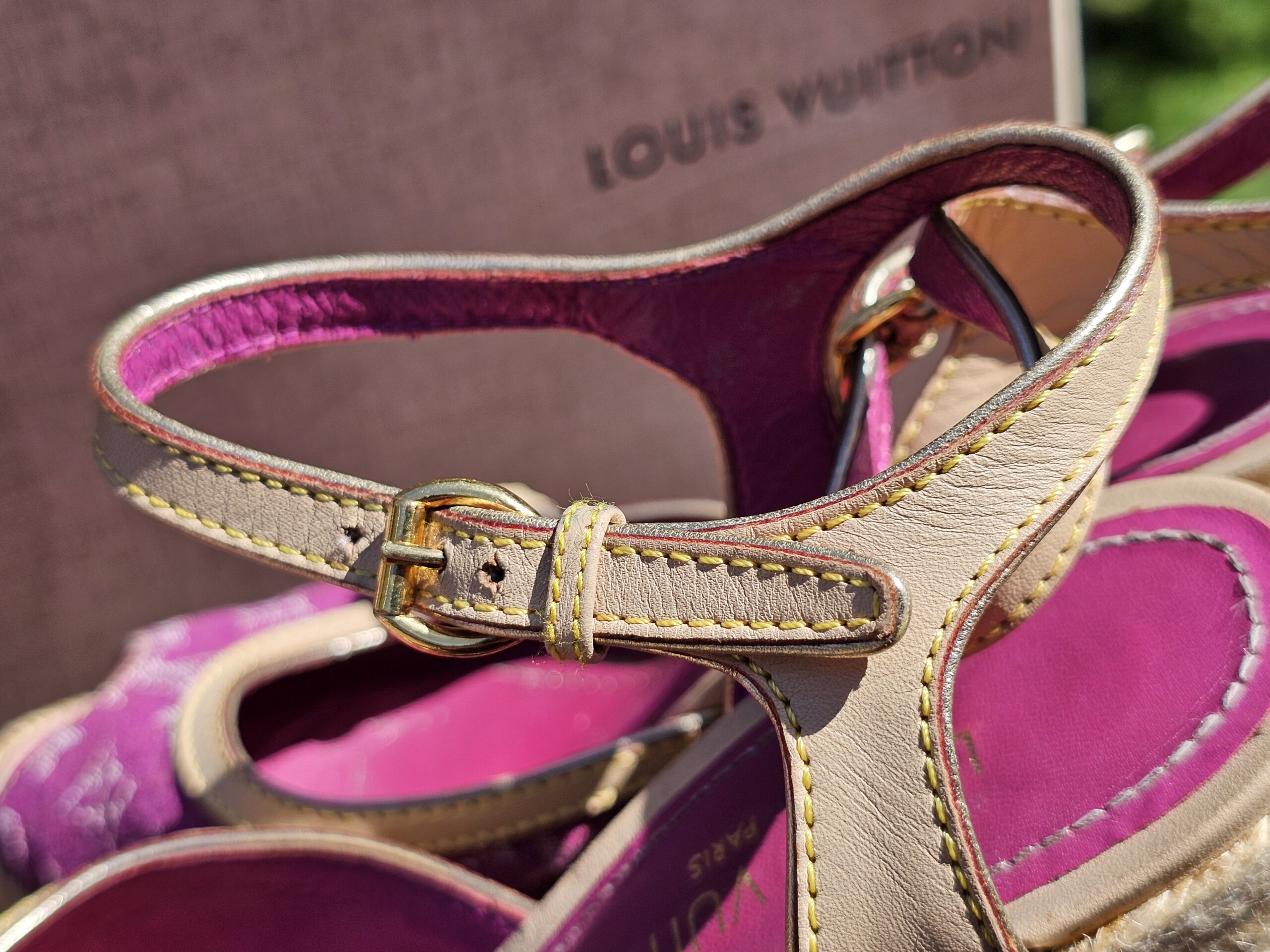 Denim Espadrille Wedges Fuschia - Image 11