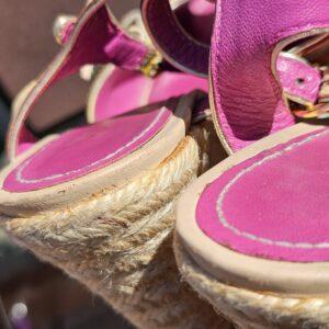 Denim Espadrille Wedges Fuschia - Image 12