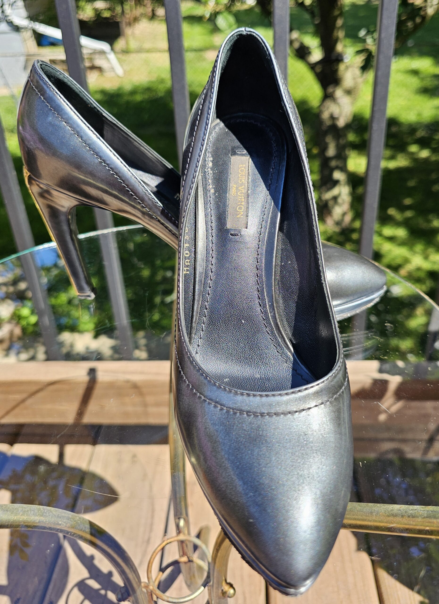 Leather Metallic Pumps