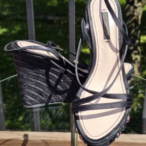 Crystal Embellished Platform Espadrille Sandals
