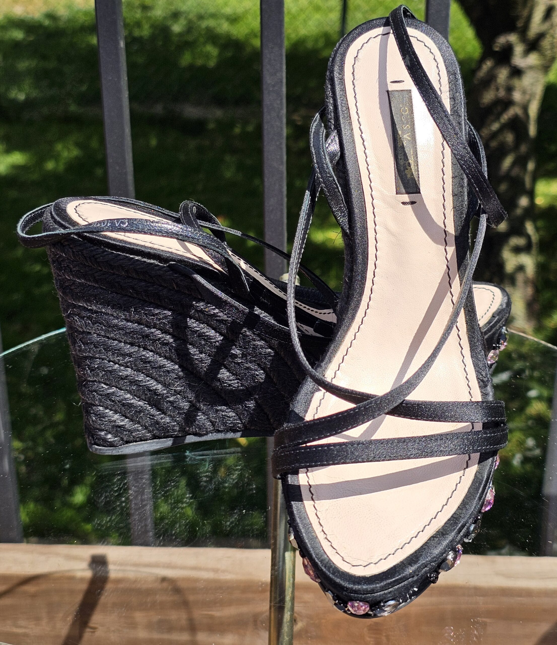Crystal Embellished Platform Espadrille Sandals