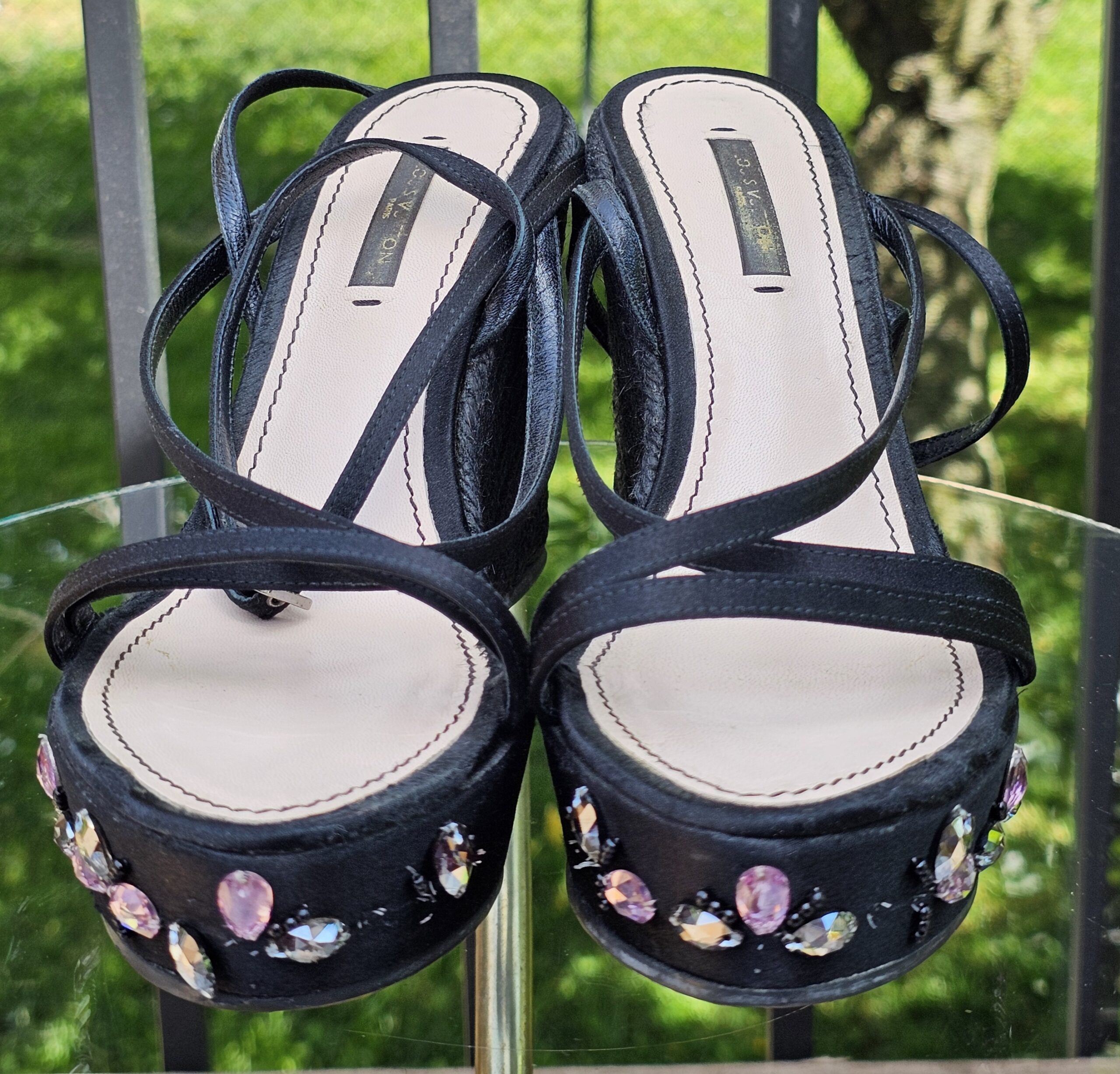 Crystal Embellished Platform Espadrille Sandals - Image 2