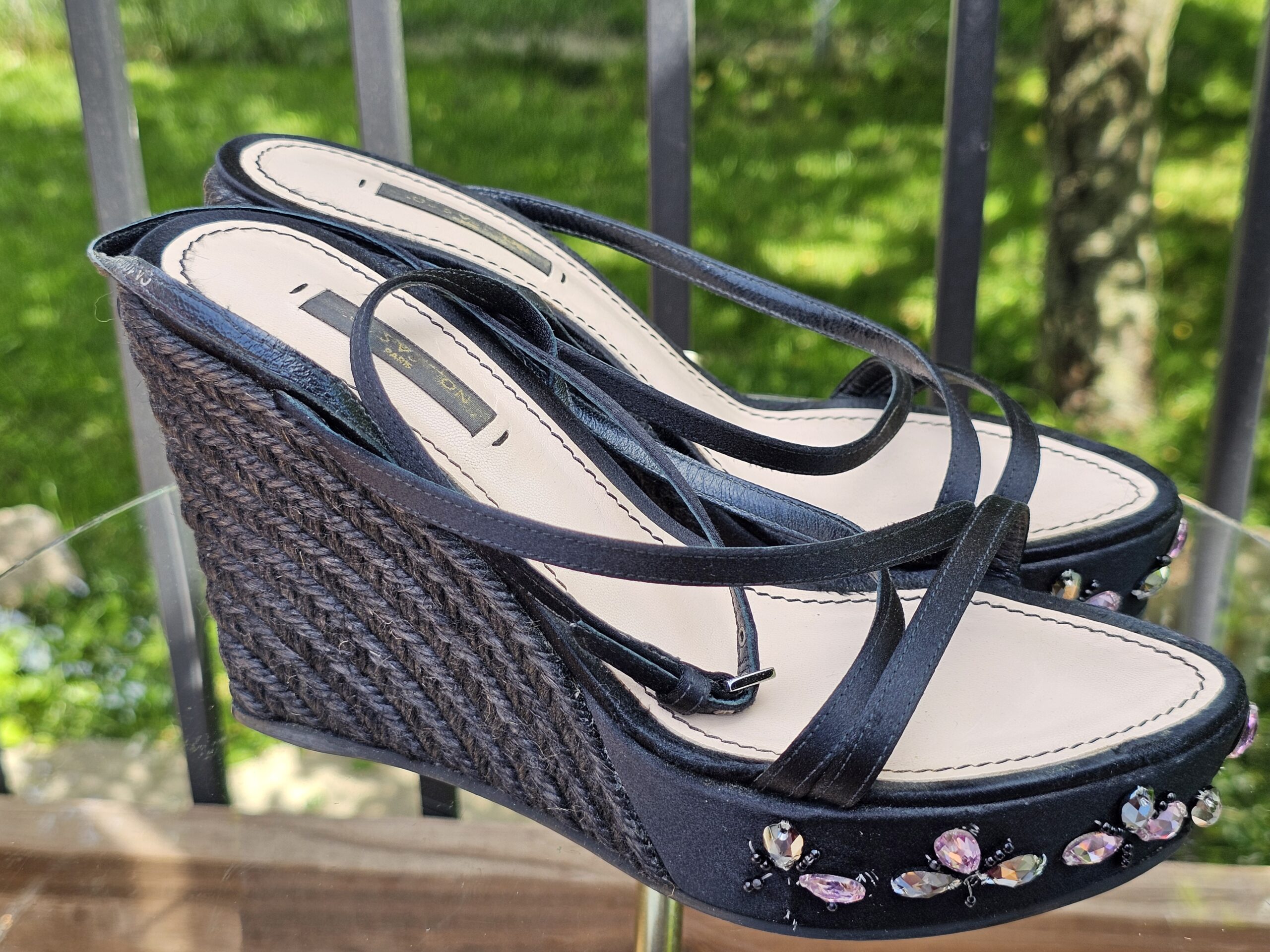 Crystal Embellished Platform Espadrille Sandals - Image 5