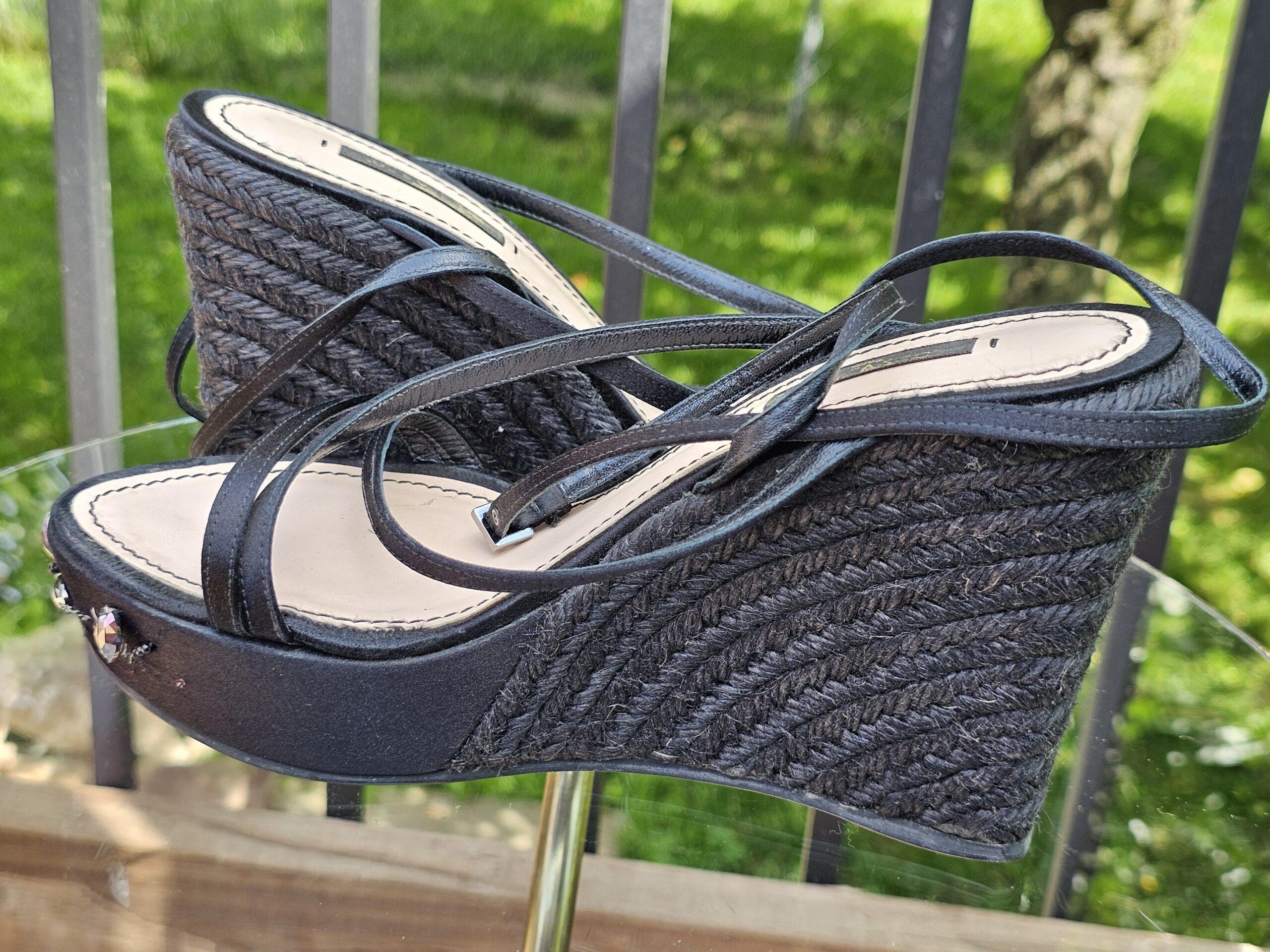 Crystal Embellished Platform Espadrille Sandals - Image 6