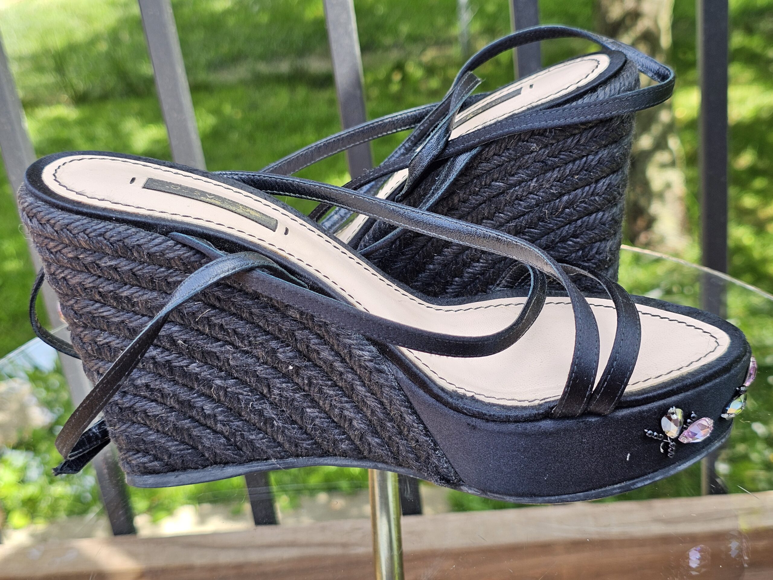 Crystal Embellished Platform Espadrille Sandals - Image 7