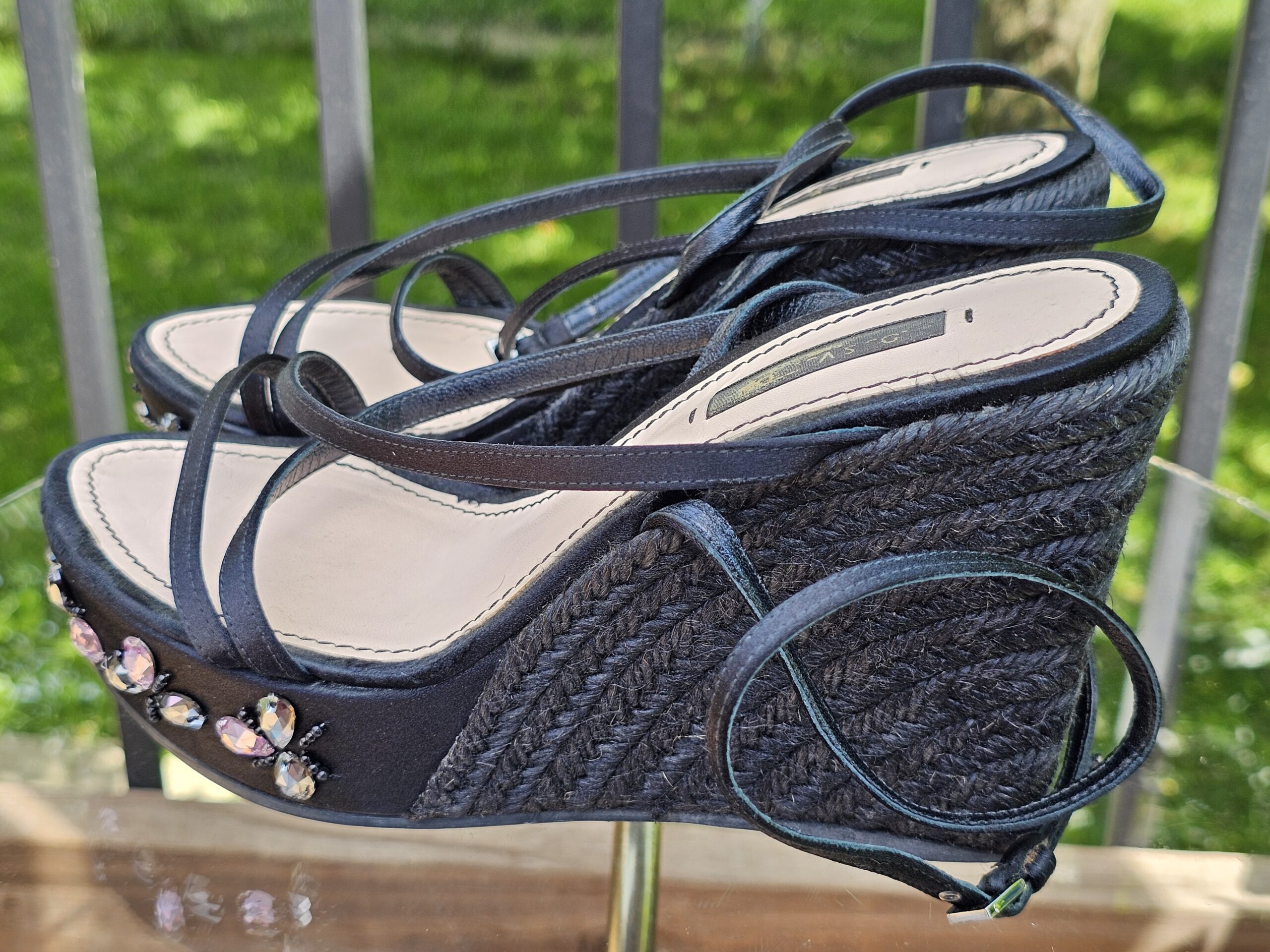 Crystal Embellished Platform Espadrille Sandals - Image 8