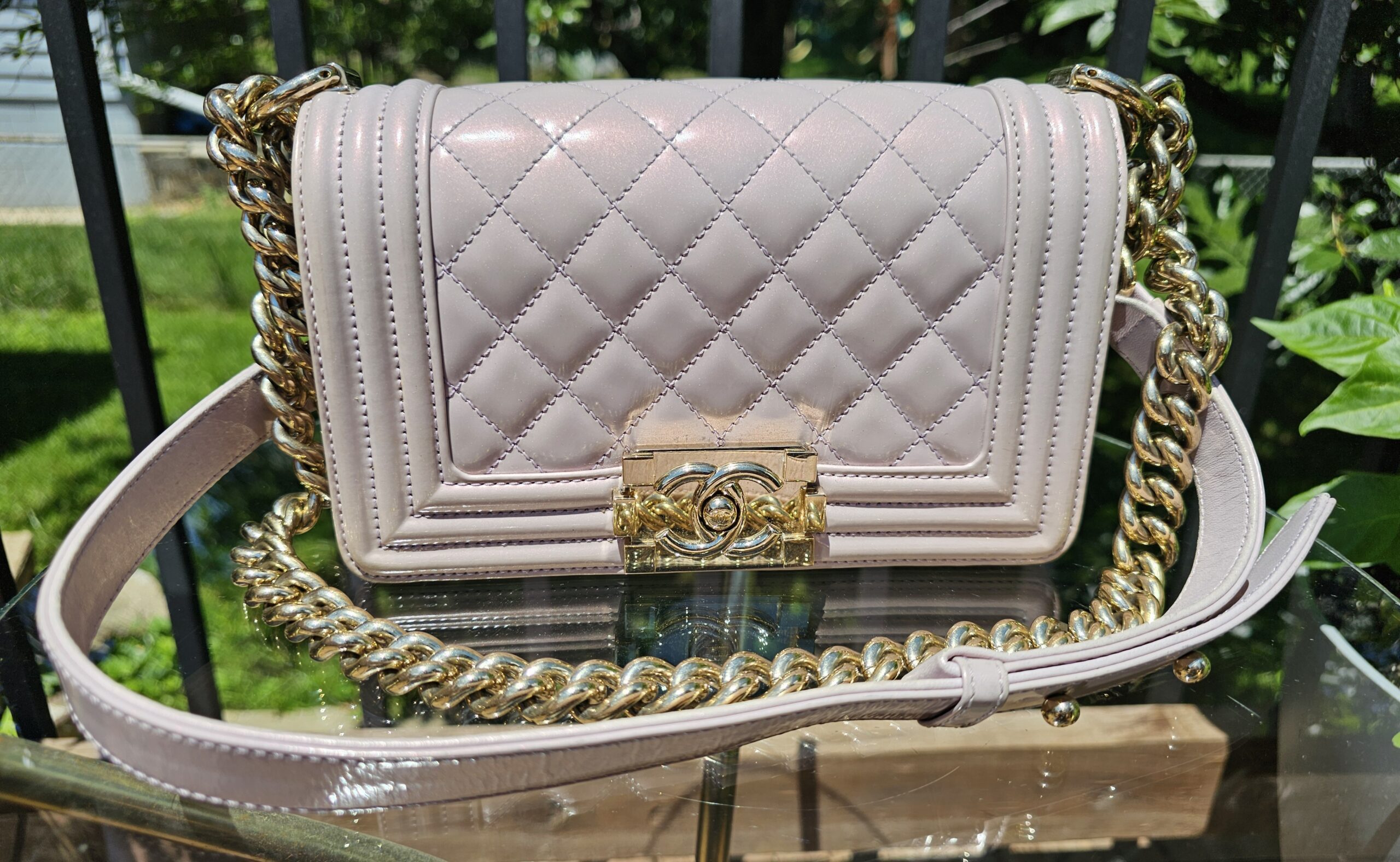 Chanel Boy Bag Medium Purple Patent