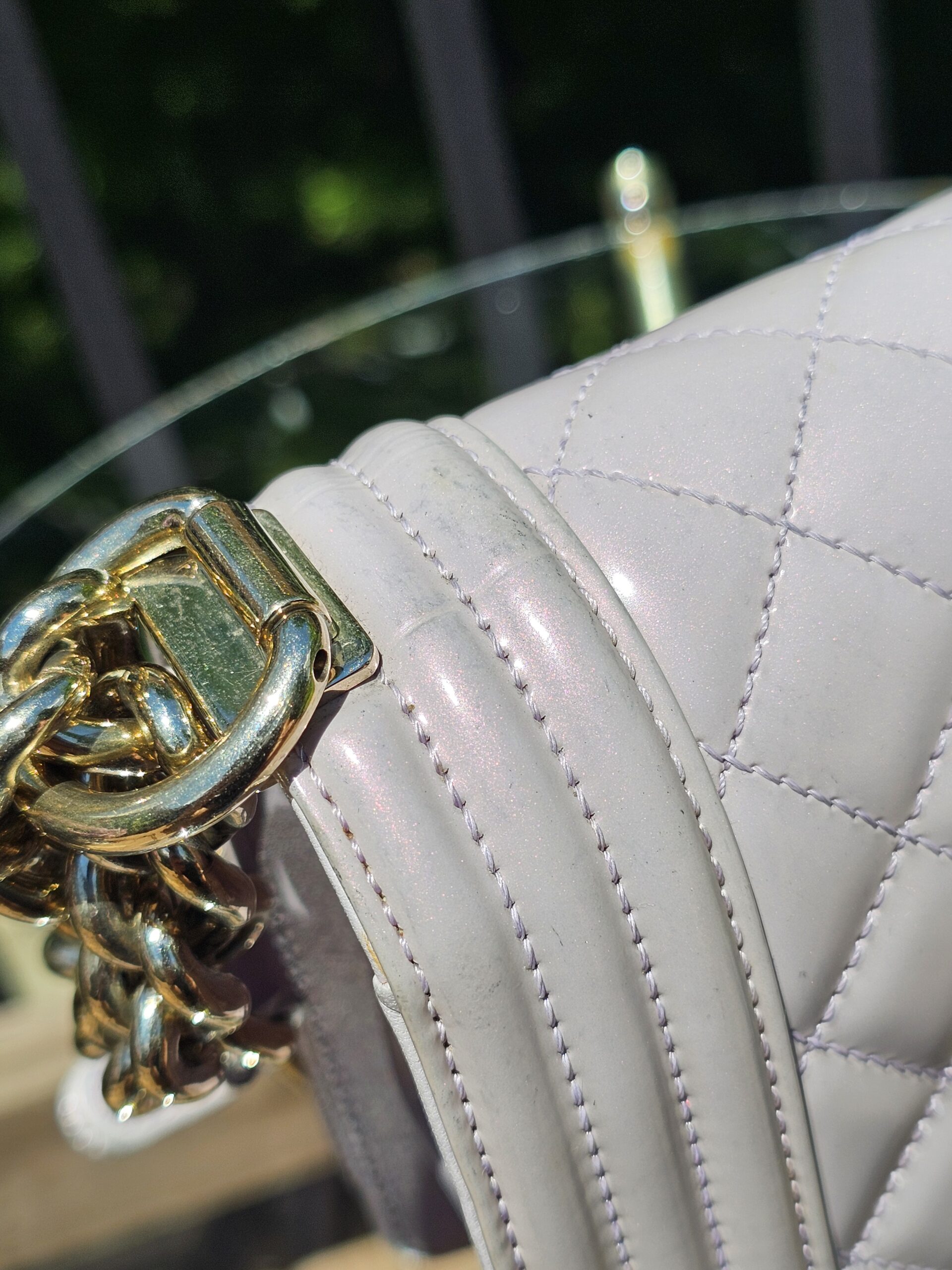 Chanel Boy Bag Medium Purple Patent - Image 6