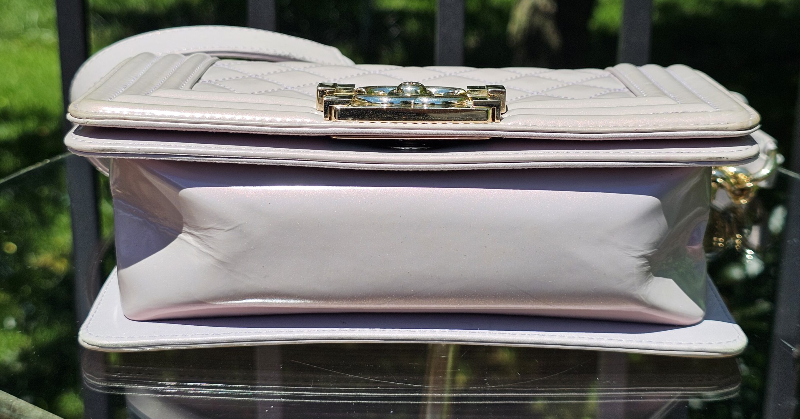 Chanel Boy Bag Medium Purple Patent - Image 7