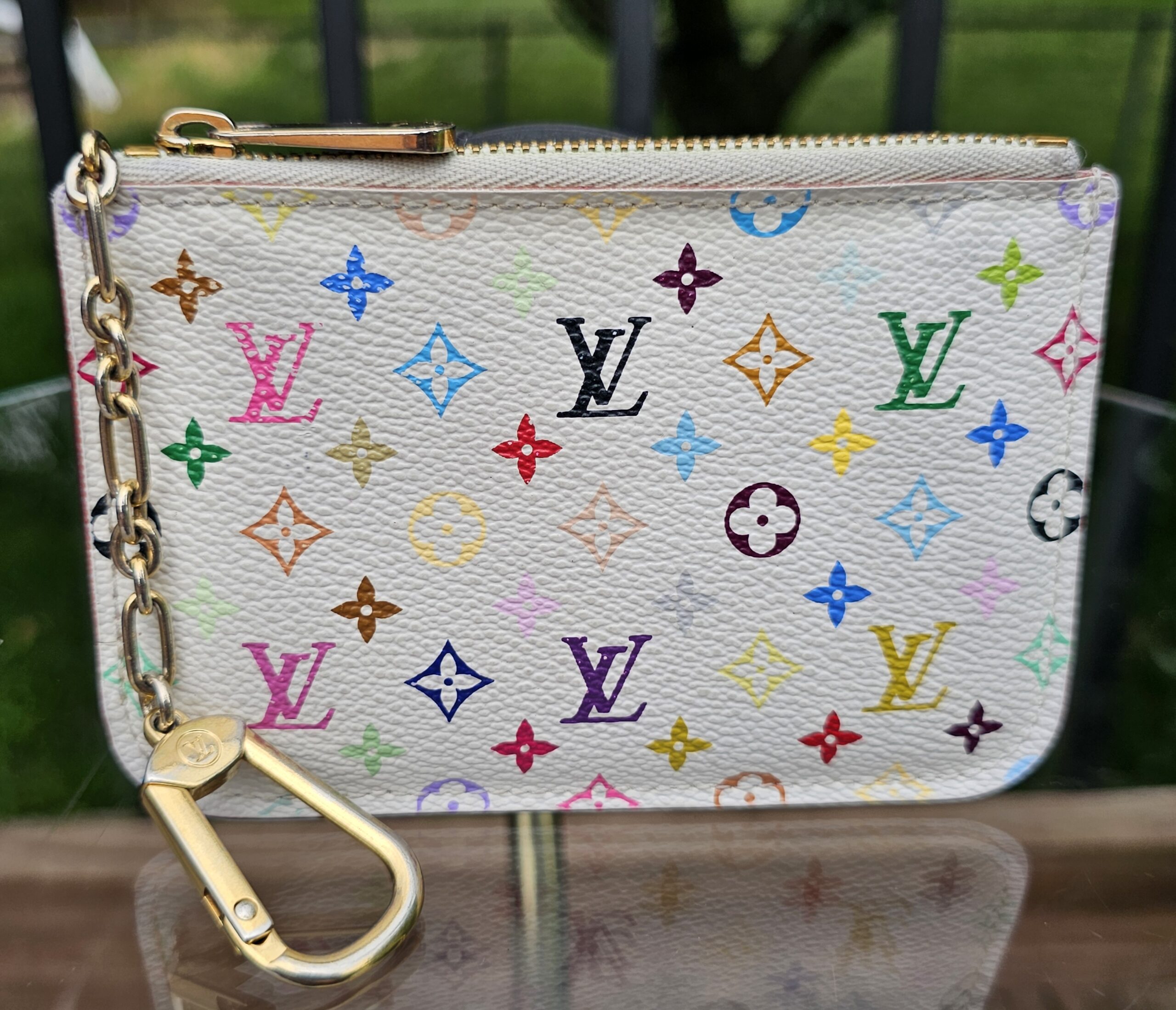 White Multicolor Key Pouch