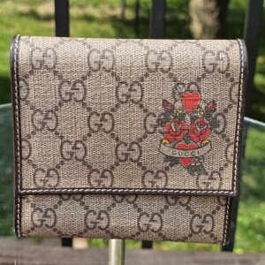 Gg tattoo heart tri fold wallet