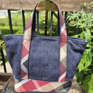 Small nova check denim tote - Image 3