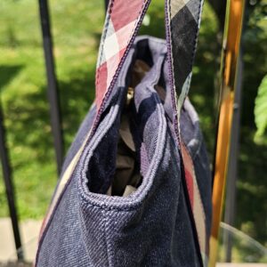 Small nova check denim tote - Image 4