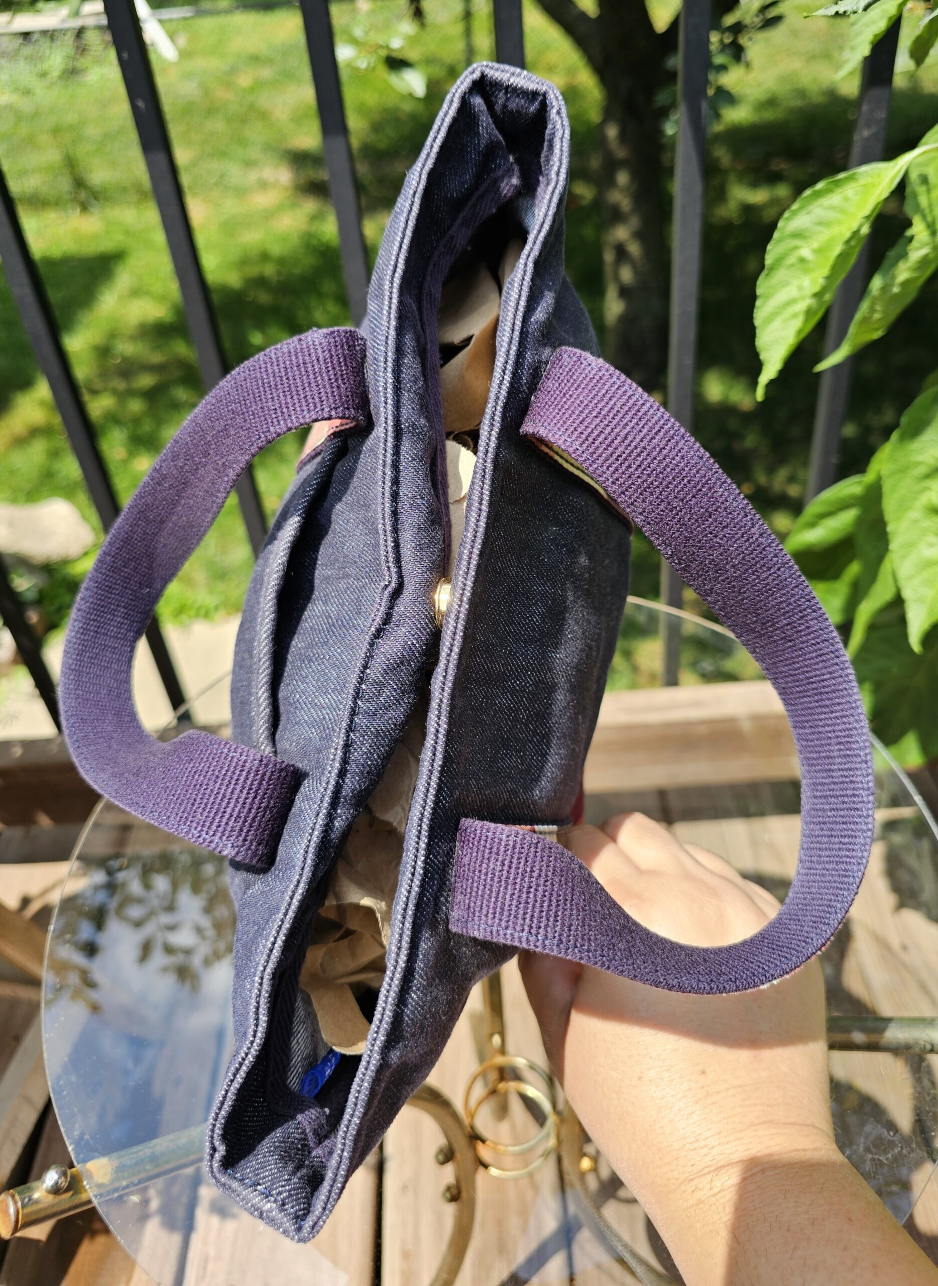 Small nova check denim tote - Image 7