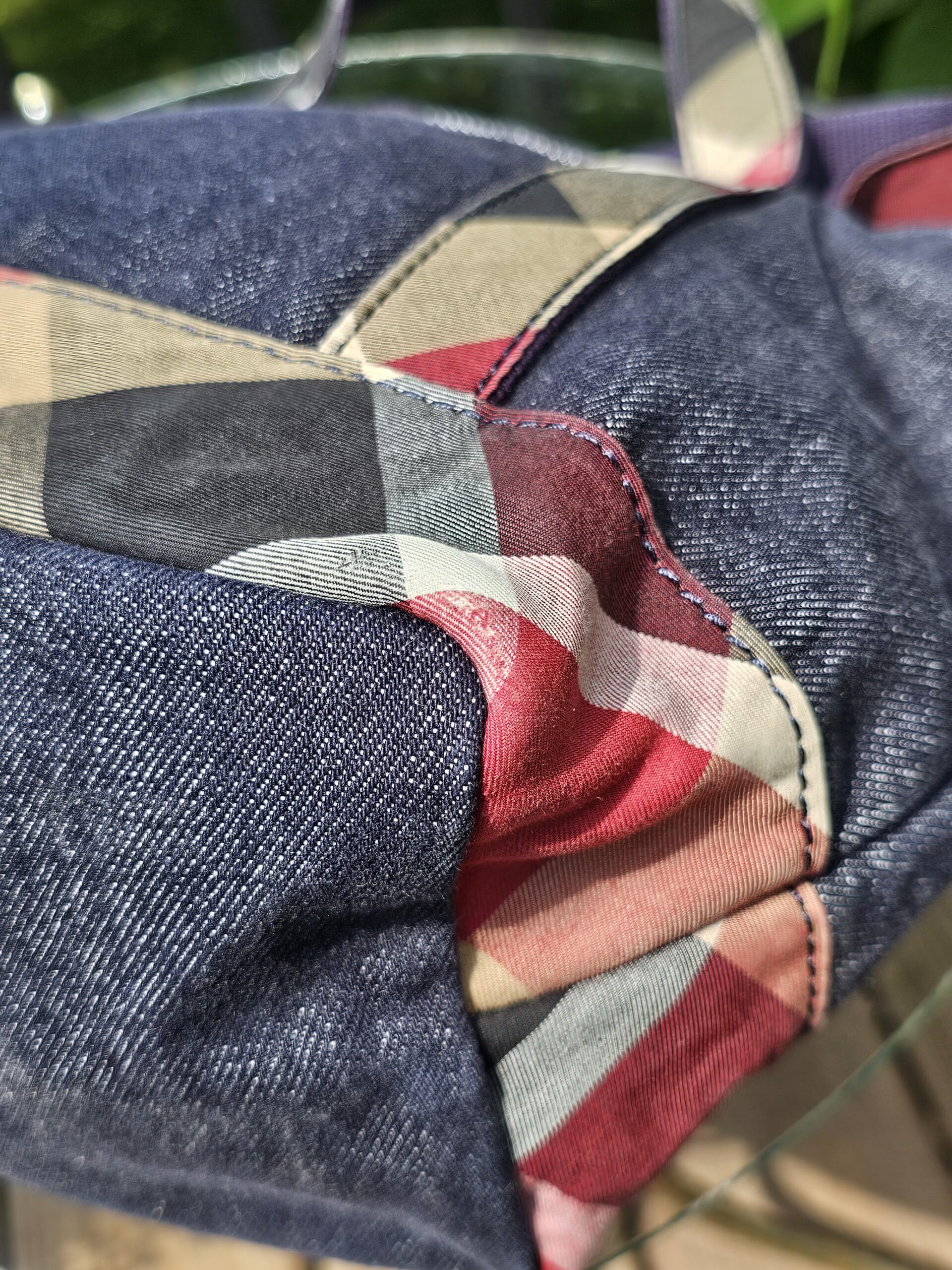 Small nova check denim tote - Image 12