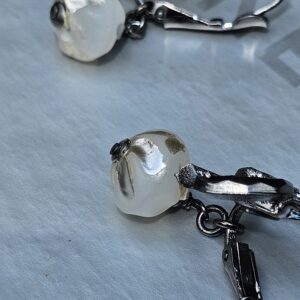 Chanel Crystal CC Baroque Pearl Swing Earrings | Gunmetal Ruthenium Finish | 2017 Collection | A17B - Image 11