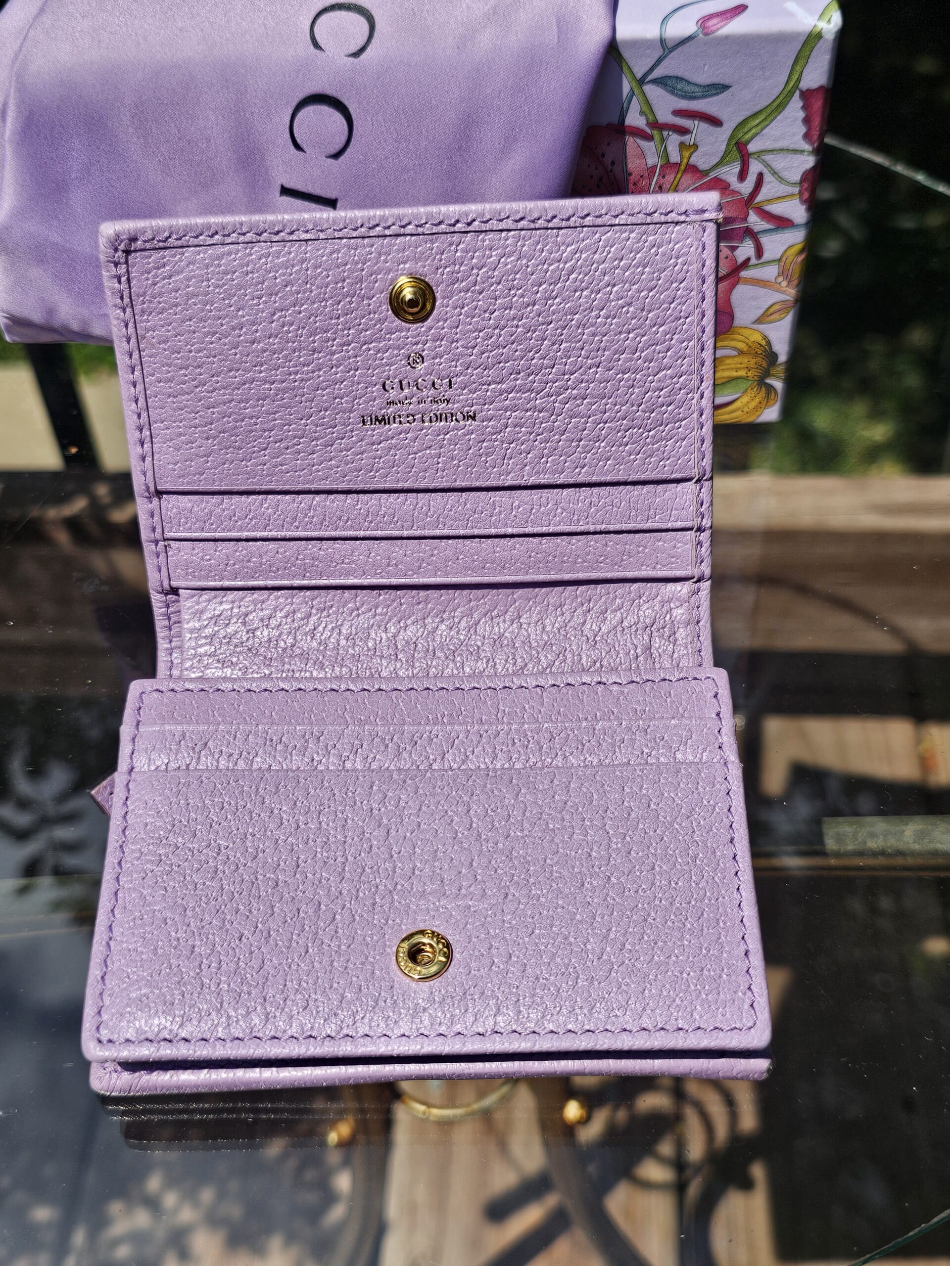 Gucci Flora GG Card Case Wallet – Lavender (Limited Edition) - Image 6