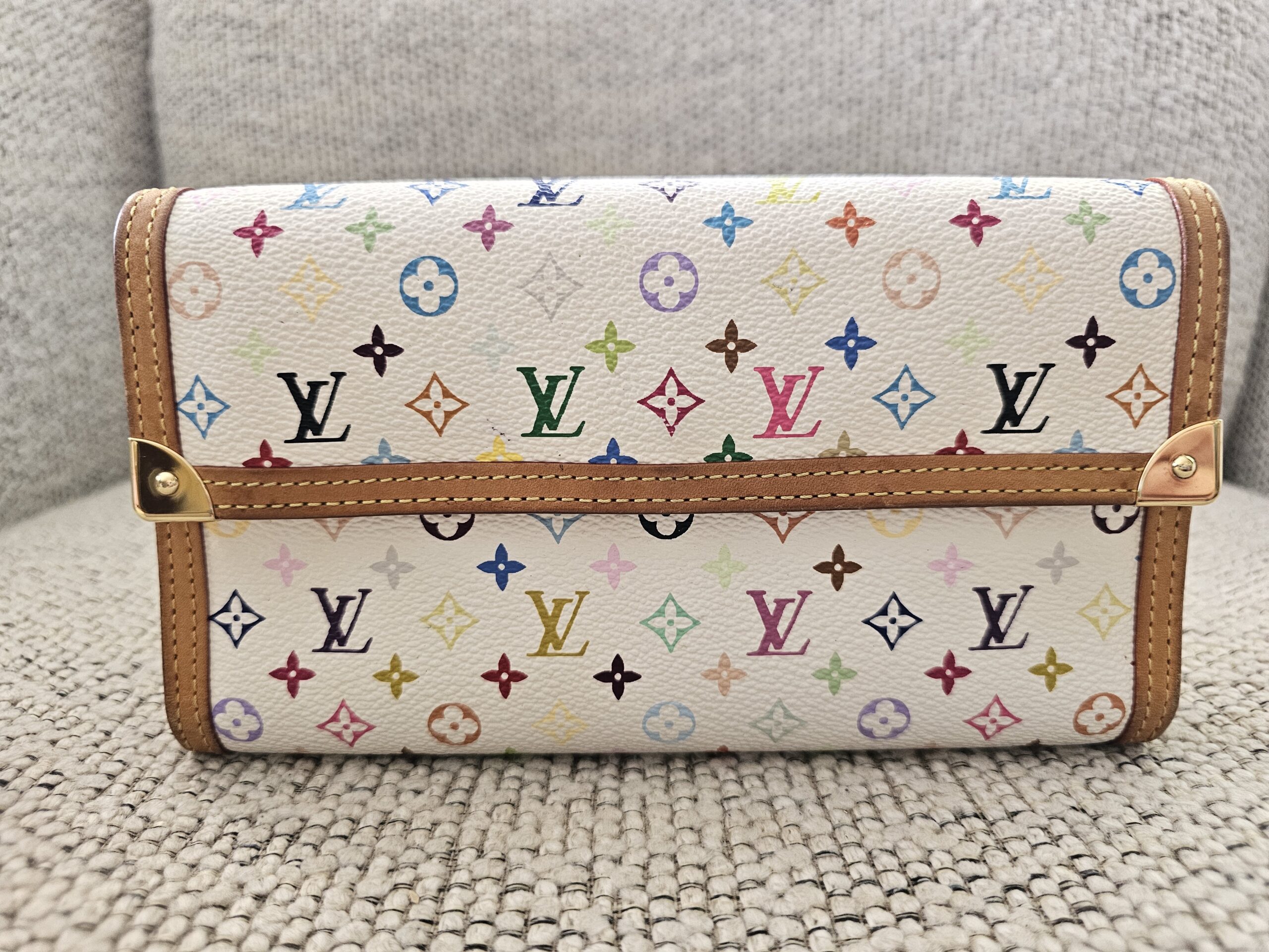 Louis Vuitton Monogram Multicolor International Wallet White | Takashi Murakami | TH0095