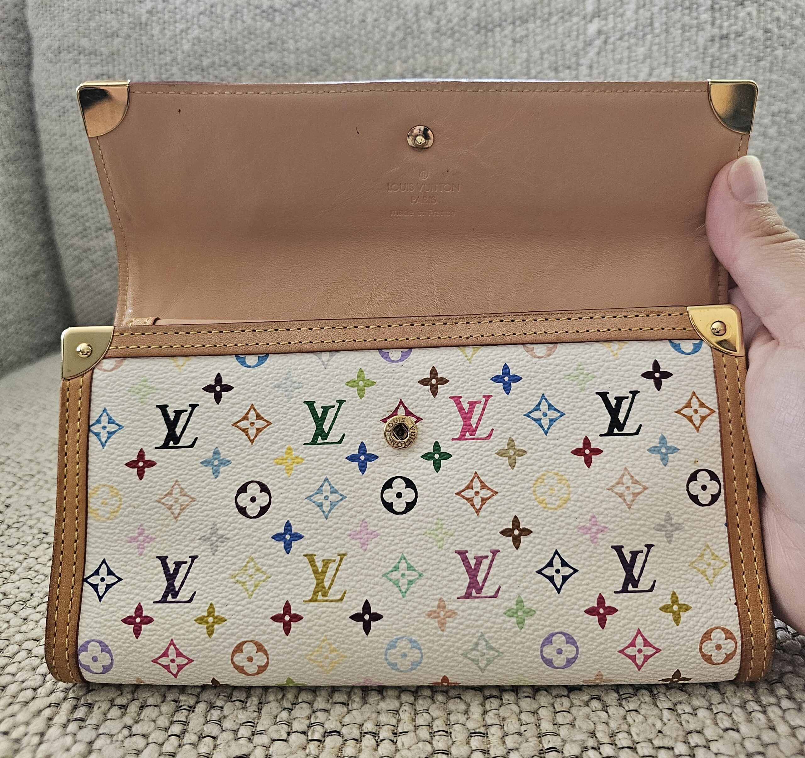 Louis Vuitton Monogram Multicolor International Wallet White | Takashi Murakami | TH0095 - Image 7