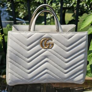 Gucci GG Marmont Small Tote – Cream/off white Leather 