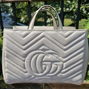 Gucci GG Marmont Small Tote – Cream/off white Leather  - Image 3