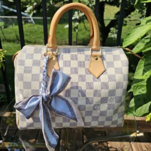 Louis Vuitton Speedy 25 Damier Azur Handbag | Authentic Designer Top Handle | Made in France | 2007 - Image 3