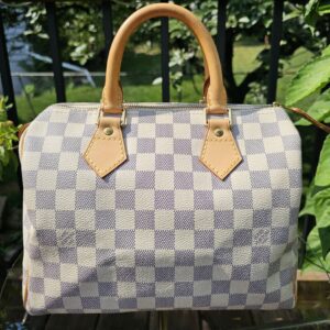 Louis Vuitton Speedy 25 Damier Azur Handbag | Authentic Designer Top Handle | Made in France | 2007 - Image 4