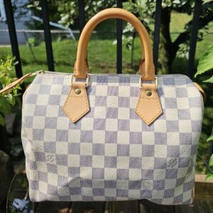 Louis Vuitton Speedy 25 Damier Azur Handbag | Authentic Designer Top Handle | Made in France | 2007 - Image 5